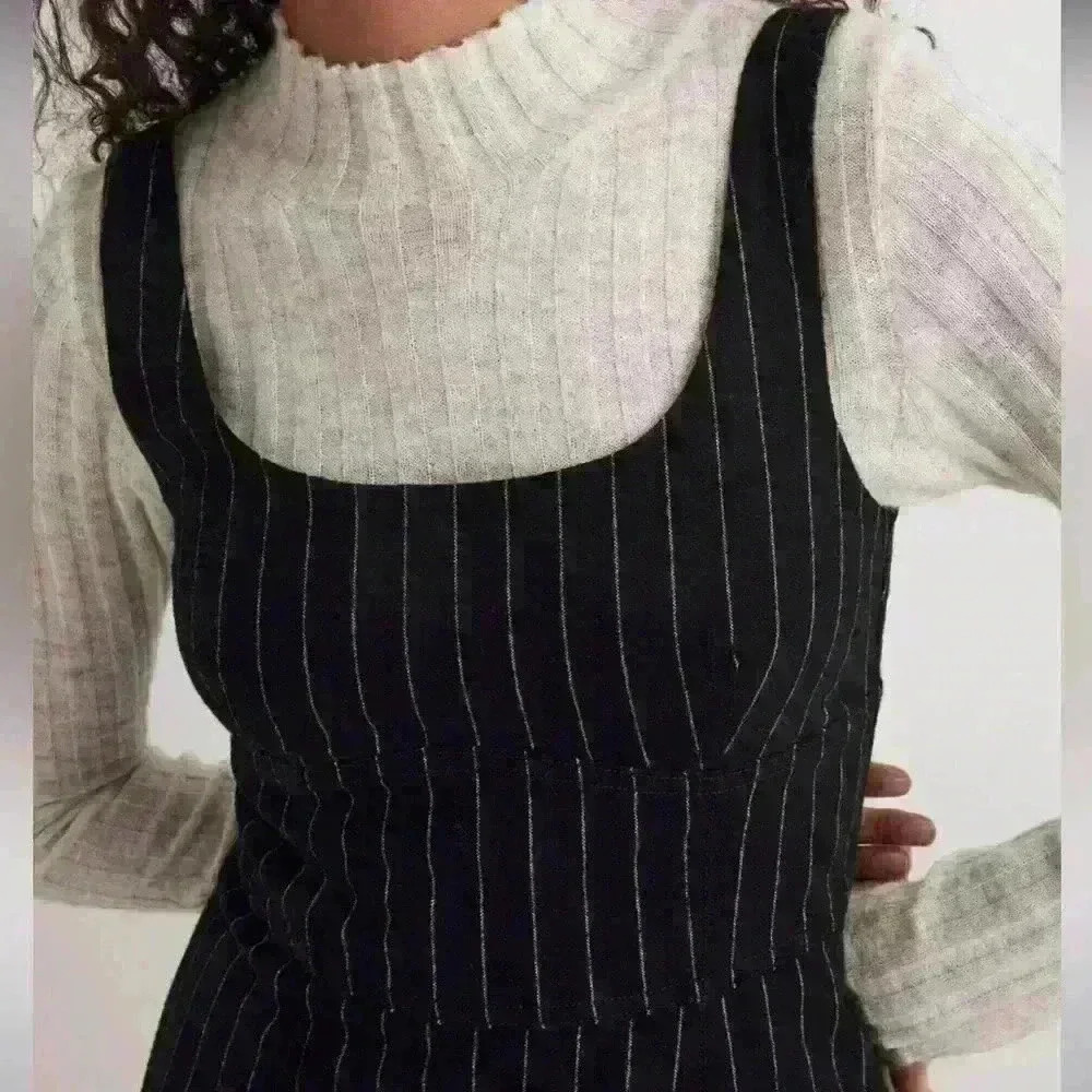 Madewell Wool-Blend Mini Dress in Pinstripe Size 10 - Picture 3 of 13